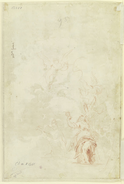 Personifikation des Glaubens Fides mit drei Engeln ca 1735 1740