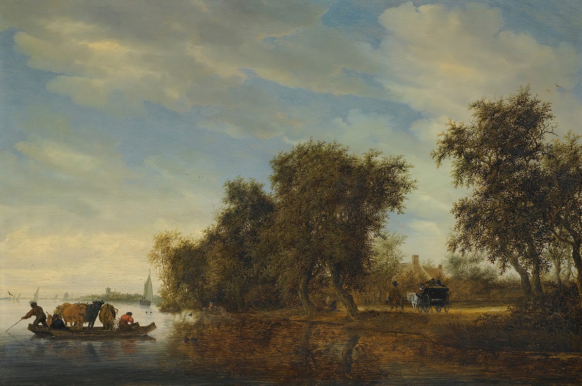 A River Landscape With A Ferry Boat 1653
