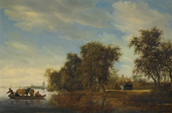 A River Landscape With A Ferry Boat 1653