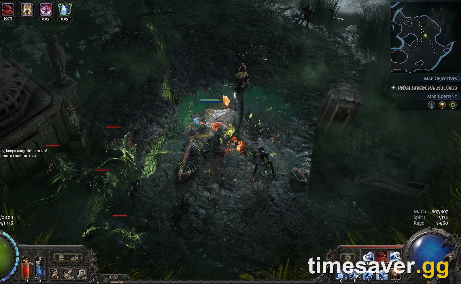 Fighting Abyssal endgame map content in PoE2, where the Vessel of Kulemak and Undying Hate drop