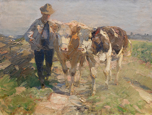 Bauer mit Kühen 1915 20