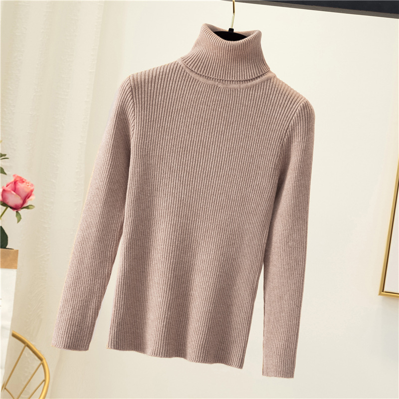 Women's turtleneck sweater, slim fit, solid color