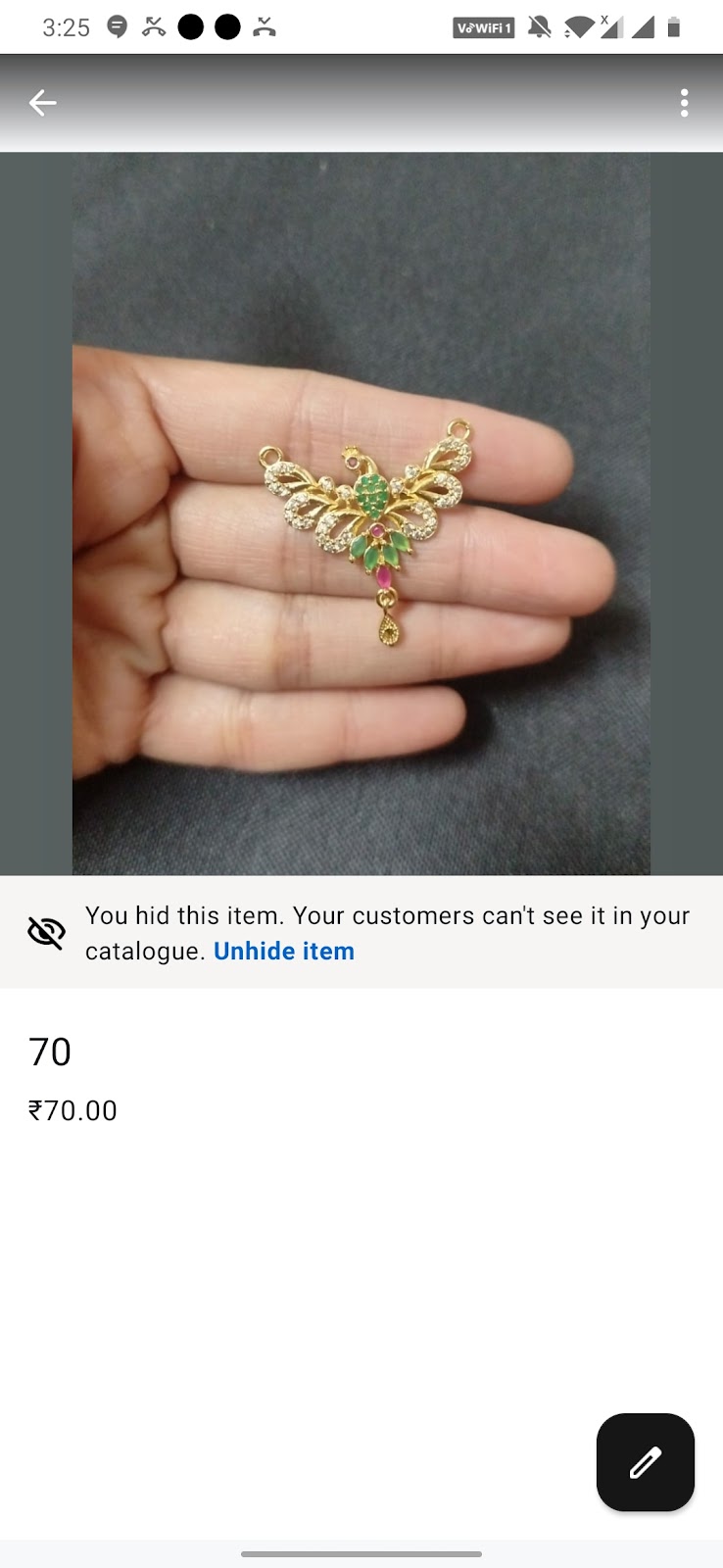 American diamond pedent green and pink tt