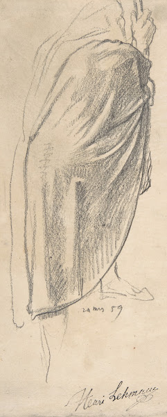 Back View of a Draped Male Figure Holding a Staff 1859