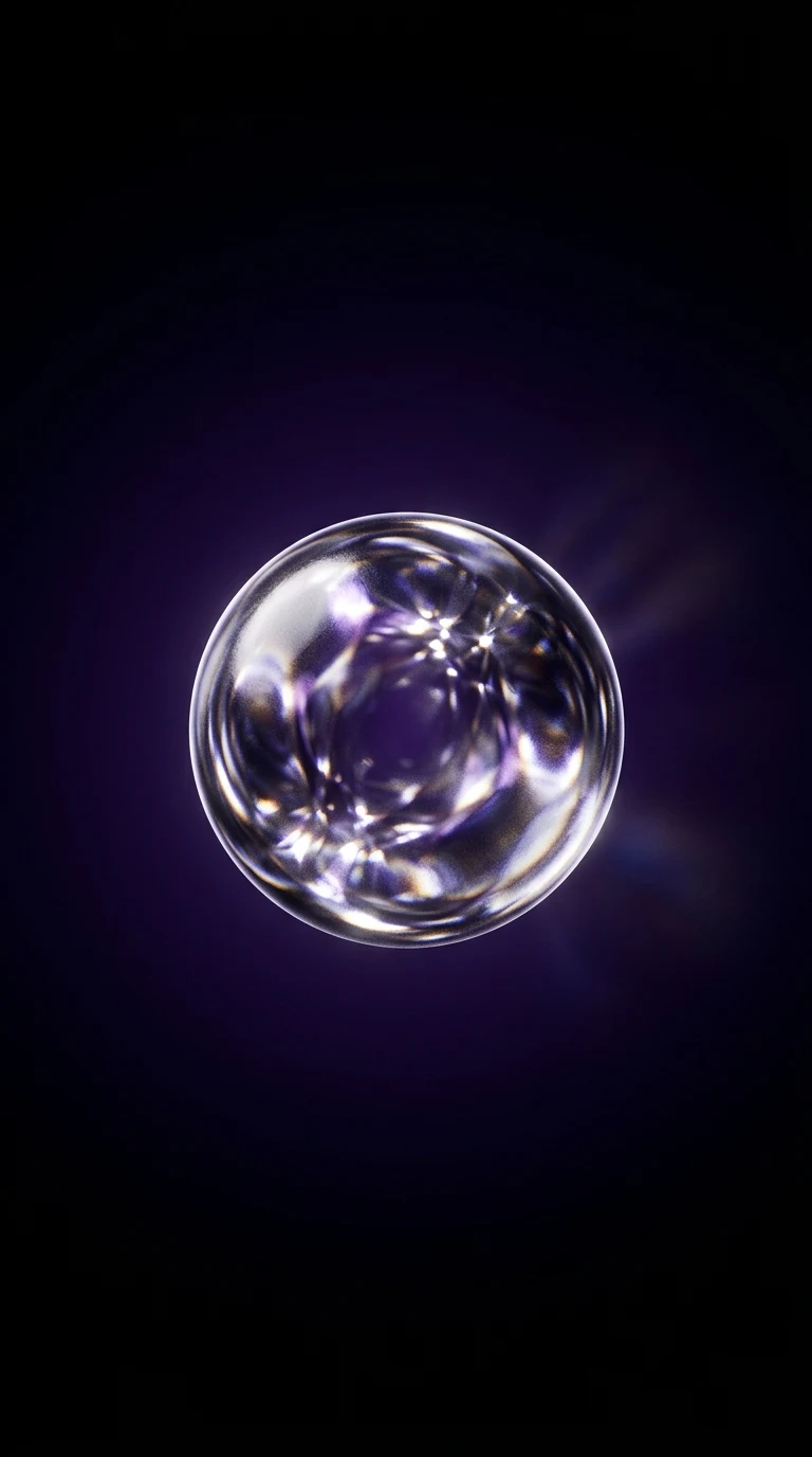 Deep Space Purple Glass Orb 3D Background - Free 8K and 4K mobile Wallpaper Background