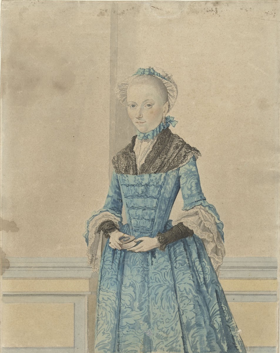 Portret van Maria van IJsseldijk staand kniestuk 1736   1805
