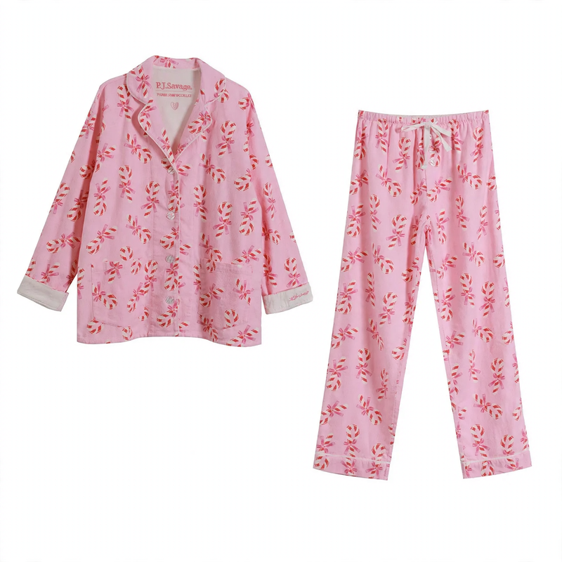 Ladies' loungewear, long-sleeved, brushed, cotton blend