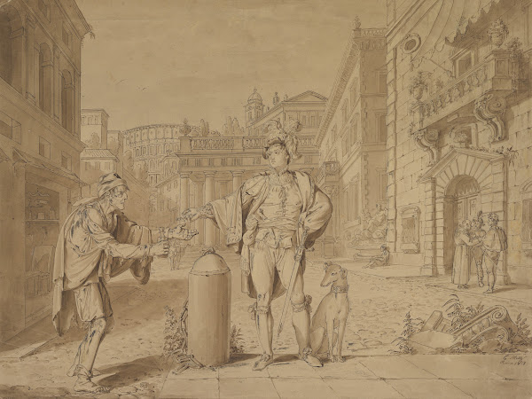 Nobleman Giving Alms to Beggar in Piazza near the Coliseum 1813
