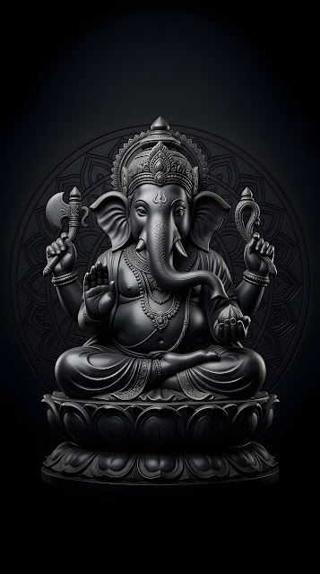 Minimalist Lord Ganesha Black and Grey Wallpaper - Free mobile Wallpaper