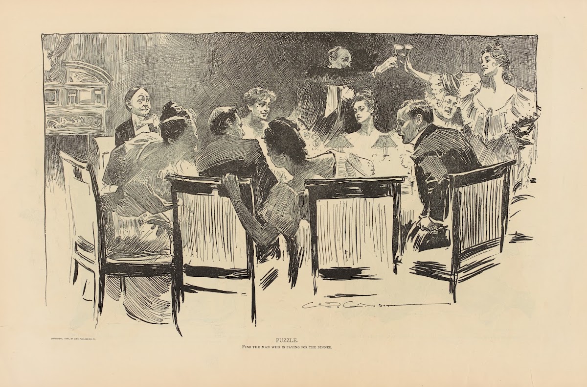 Puzzle Find the man who is paying for the dinner 1893 1900