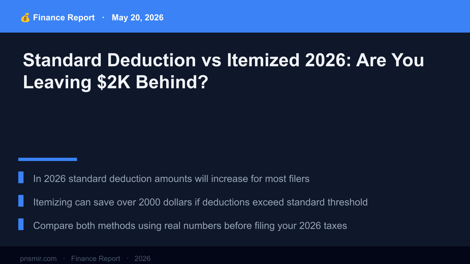 Standard Deduction vs Itemized 2026: Are You Leaving $2K Behind? (Real Numbers) Key Summary