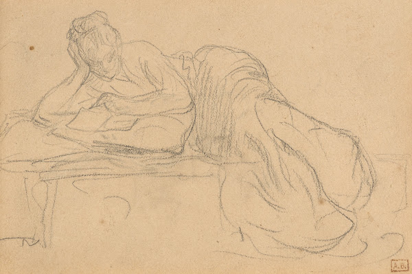 Femme allongée lisant