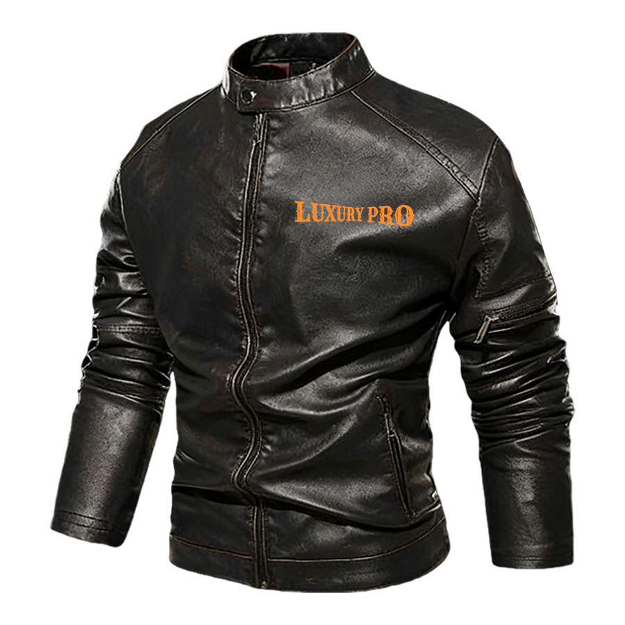 2D leather jacket 5 - There is a button on the collar