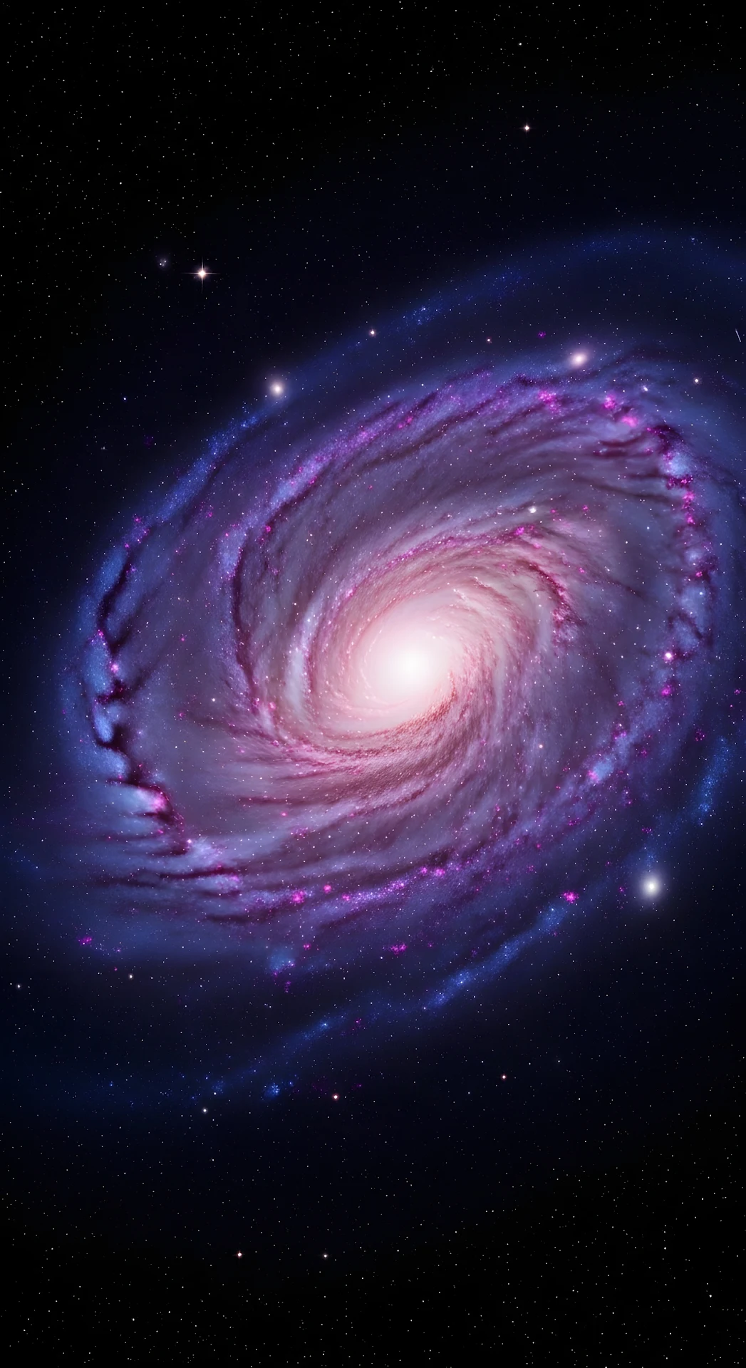 Deep Space Spiral Galaxy with Pink and Purple Nebula - Free 4K mobile Wallpaper