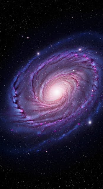 Deep Space Spiral Galaxy with Pink and Purple Nebula - Free mobile Wallpaper