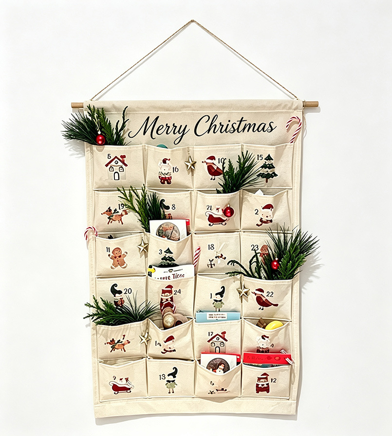 Fabric Christmas Advent Calendar to Hang