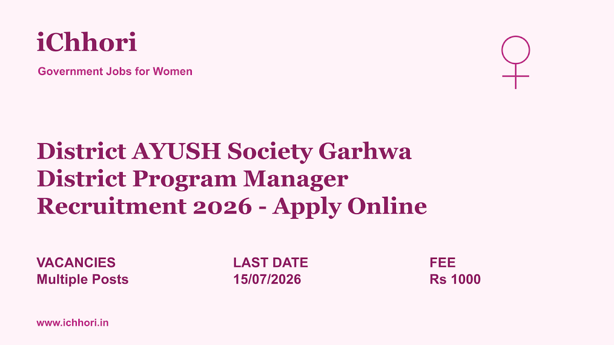 District AYUSH Society Garhwa District Program Manager Recruitment 2026 - Apply Online - iChhori