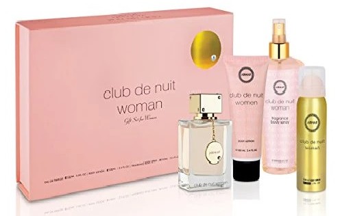 ESTUCHE ARMAF CLUB DE NUIT MUJER 4PZS 105ML EDP + SPLASH + CREMA + BODY SPRAY
