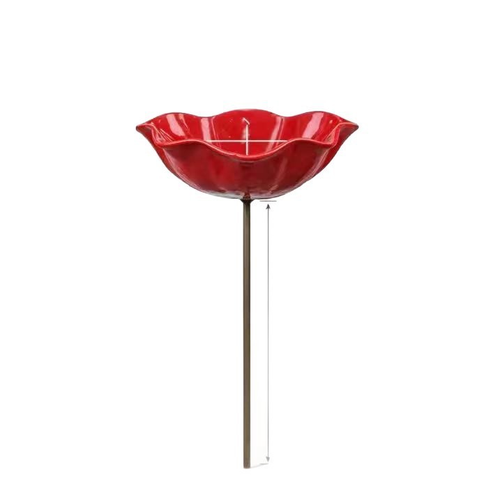 Vogeltränke als Blumen-Stecker aus Metall