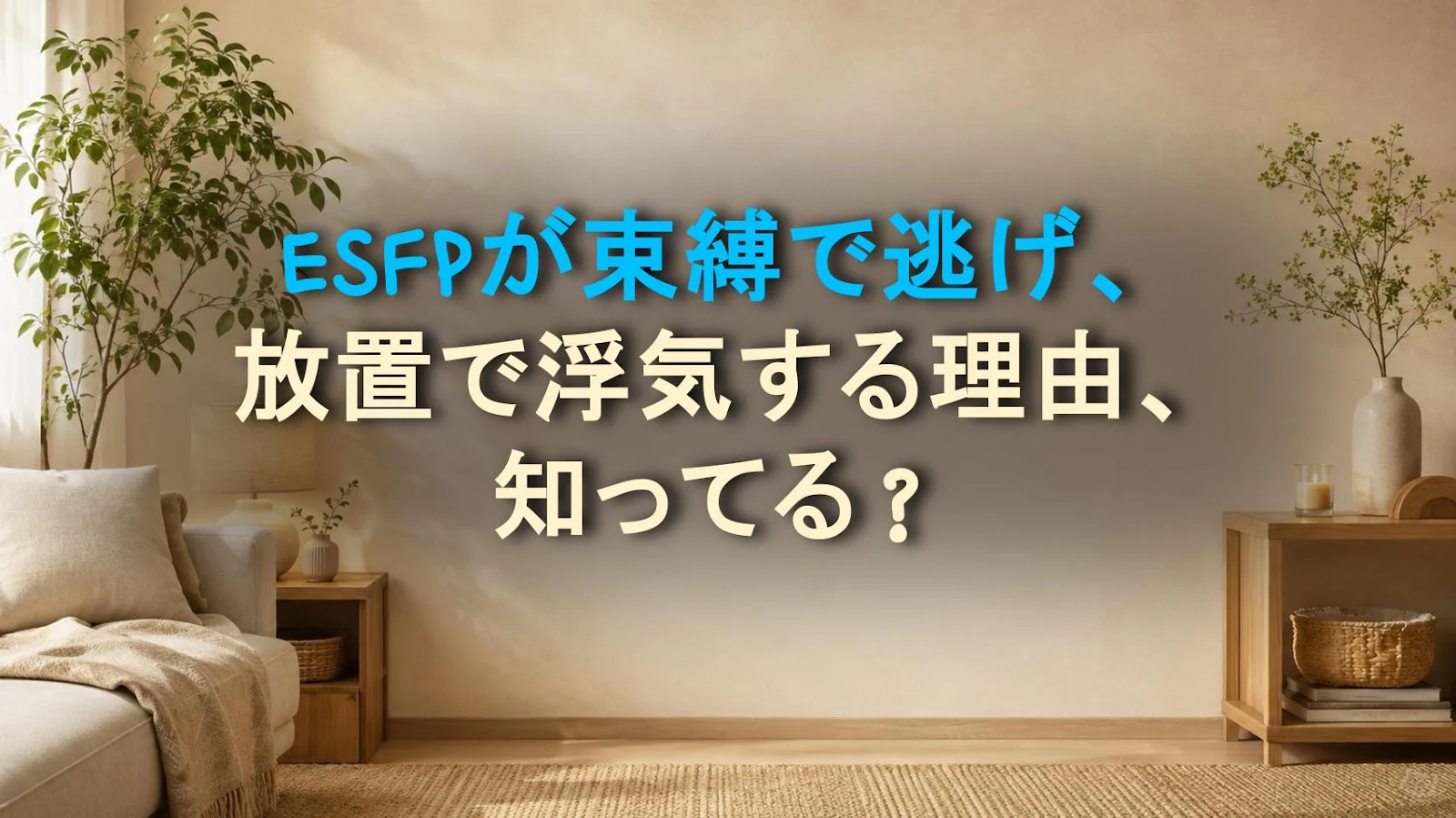 ESFPが束縛で逃げ、放置で浮気する理由、知ってる？