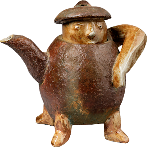 Ressources Théière "espionne"Théière, 2019Grès engobéCuisson au boisHauteur: 24 cmLongueur: 18 cm