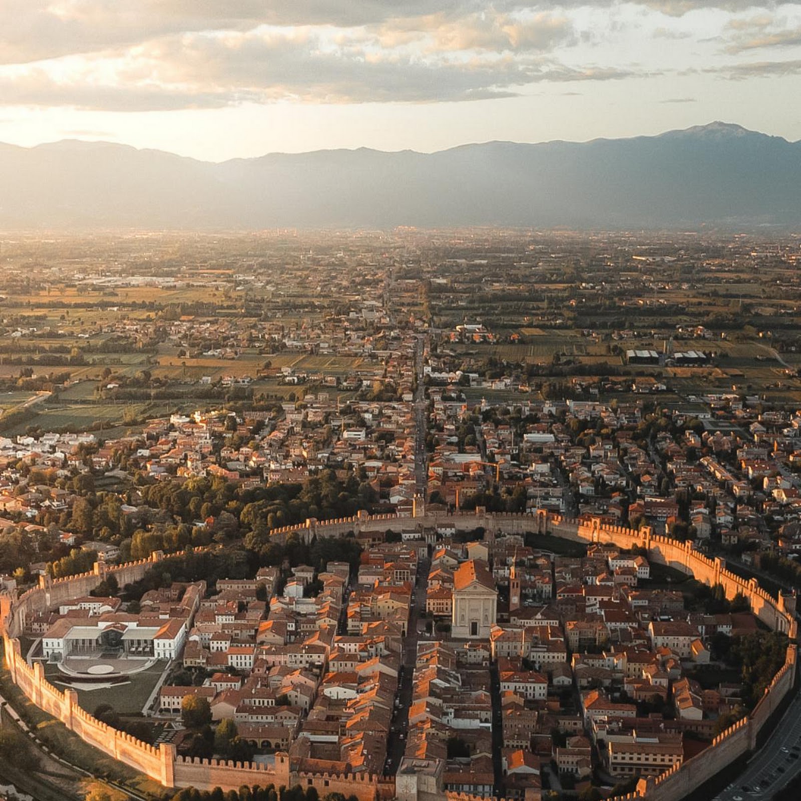 Download Walled Medieval City Sunset View Full HD iPhone