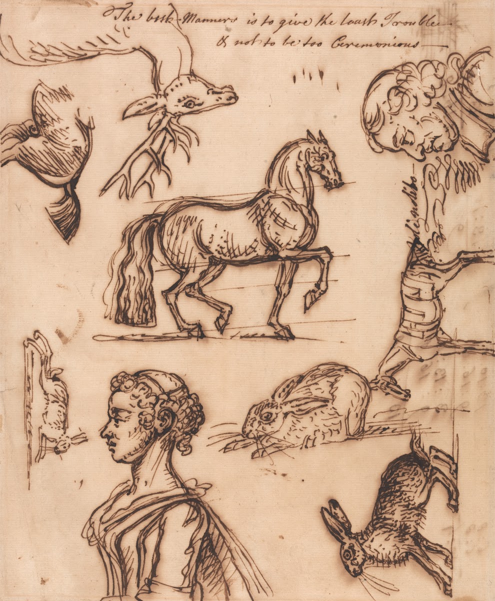 Sketches of a Hare Horse Stag Man and Woman