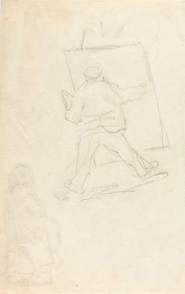 Painter at Easel probably a Caricature of Frits Thaulow 1883