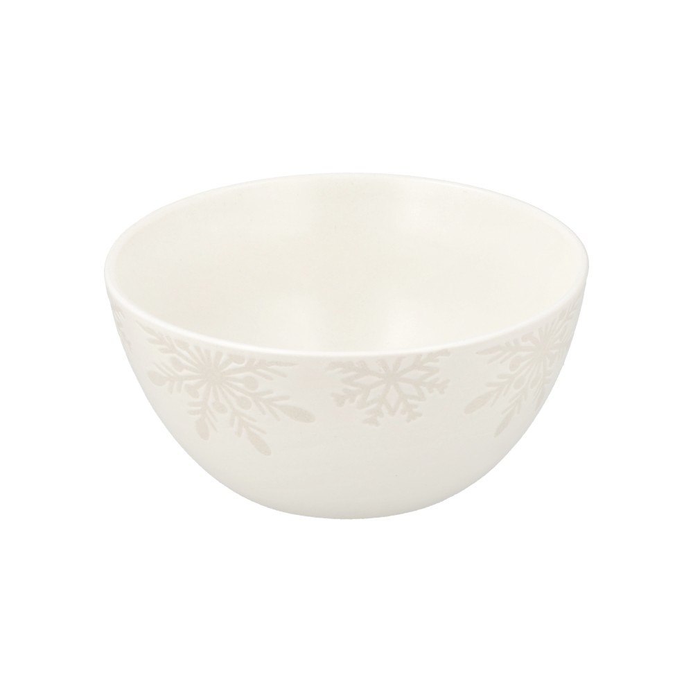 Tazón navideño de cerámica PK Home™ Copos color blanco