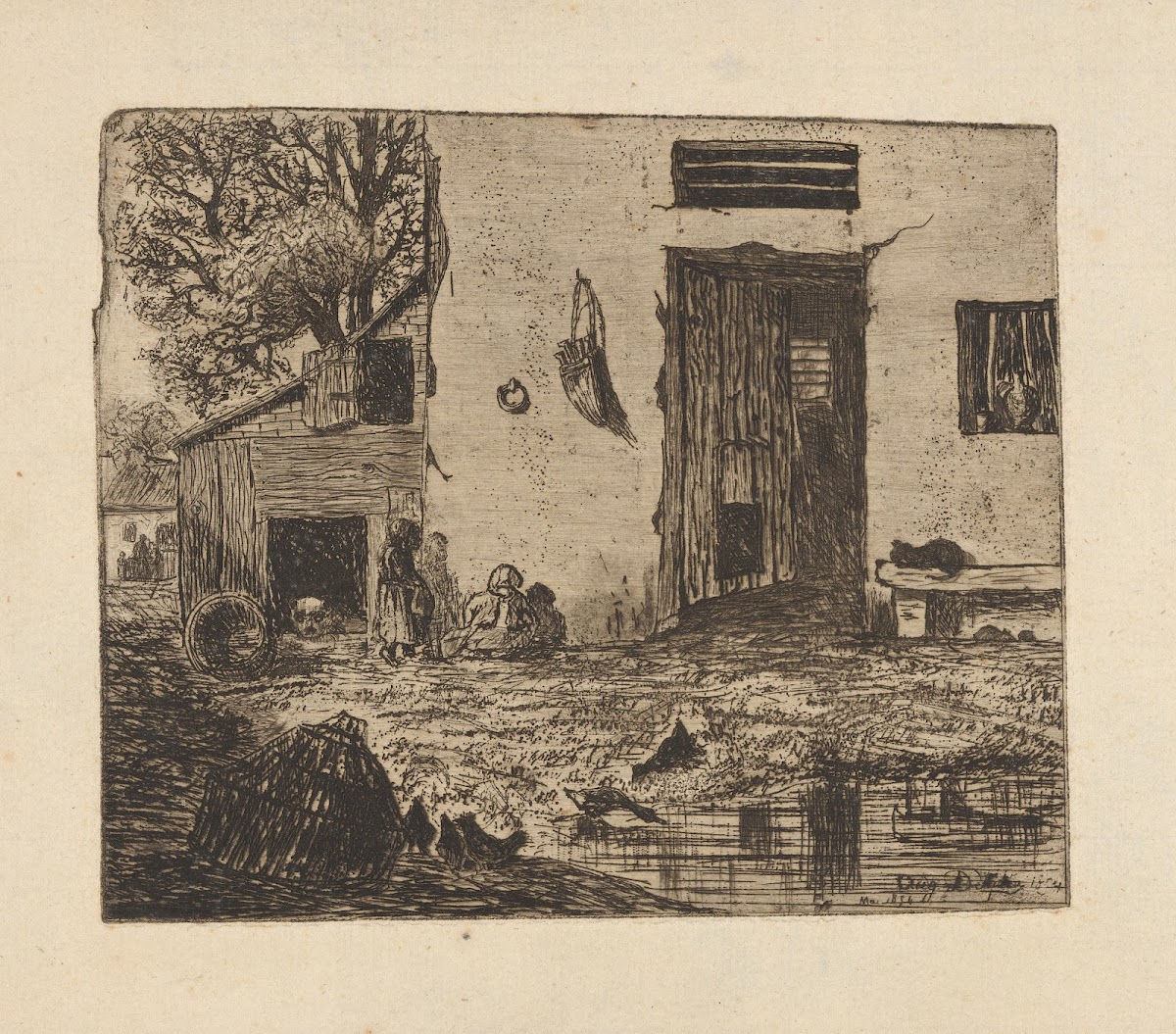 Children beside barn 1854