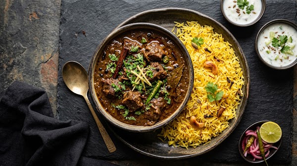 Smoky Goat/Lamb Ishtu + Saffron Pulao