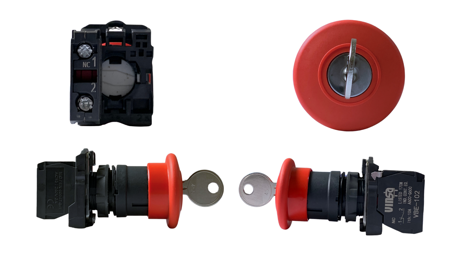 Emergency Mushroom Push Button Key Release 1N/C KB5AS9442