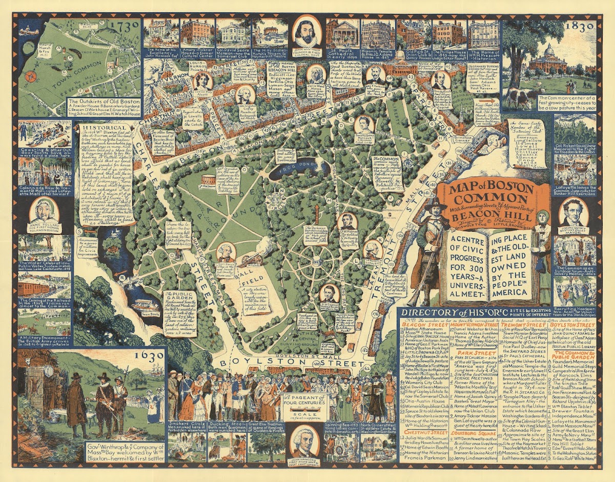 Boston Common With Surrounding Streets  Adjacent Parts Of Beacon Hill 1930