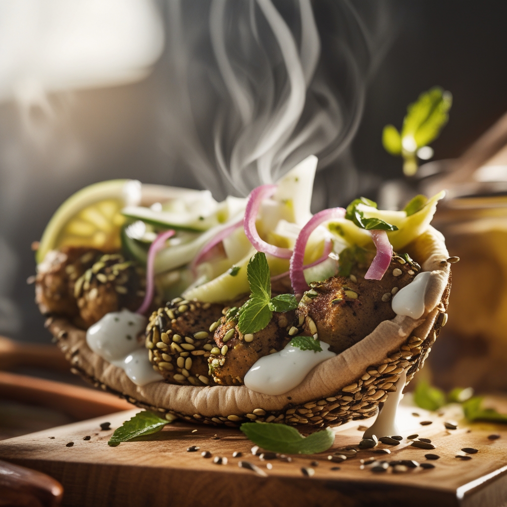 Crunchy Seed-Crusted Turkey Kofta Pitas with Minted Tahini Yogurt