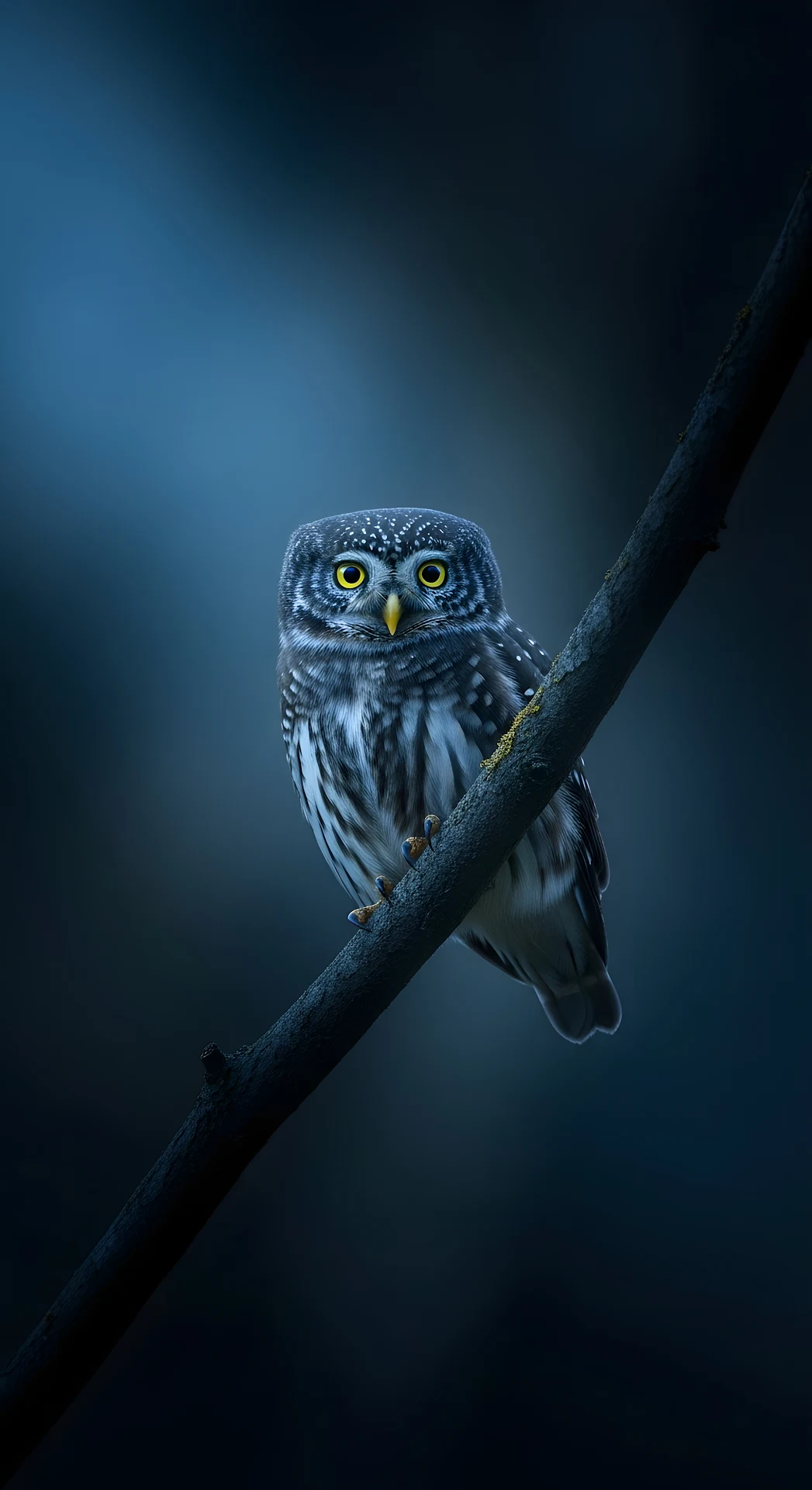 Northern Pygmy Owl Portrait with Bright Yellow Eyes - Free 4K mobile Wallpaper