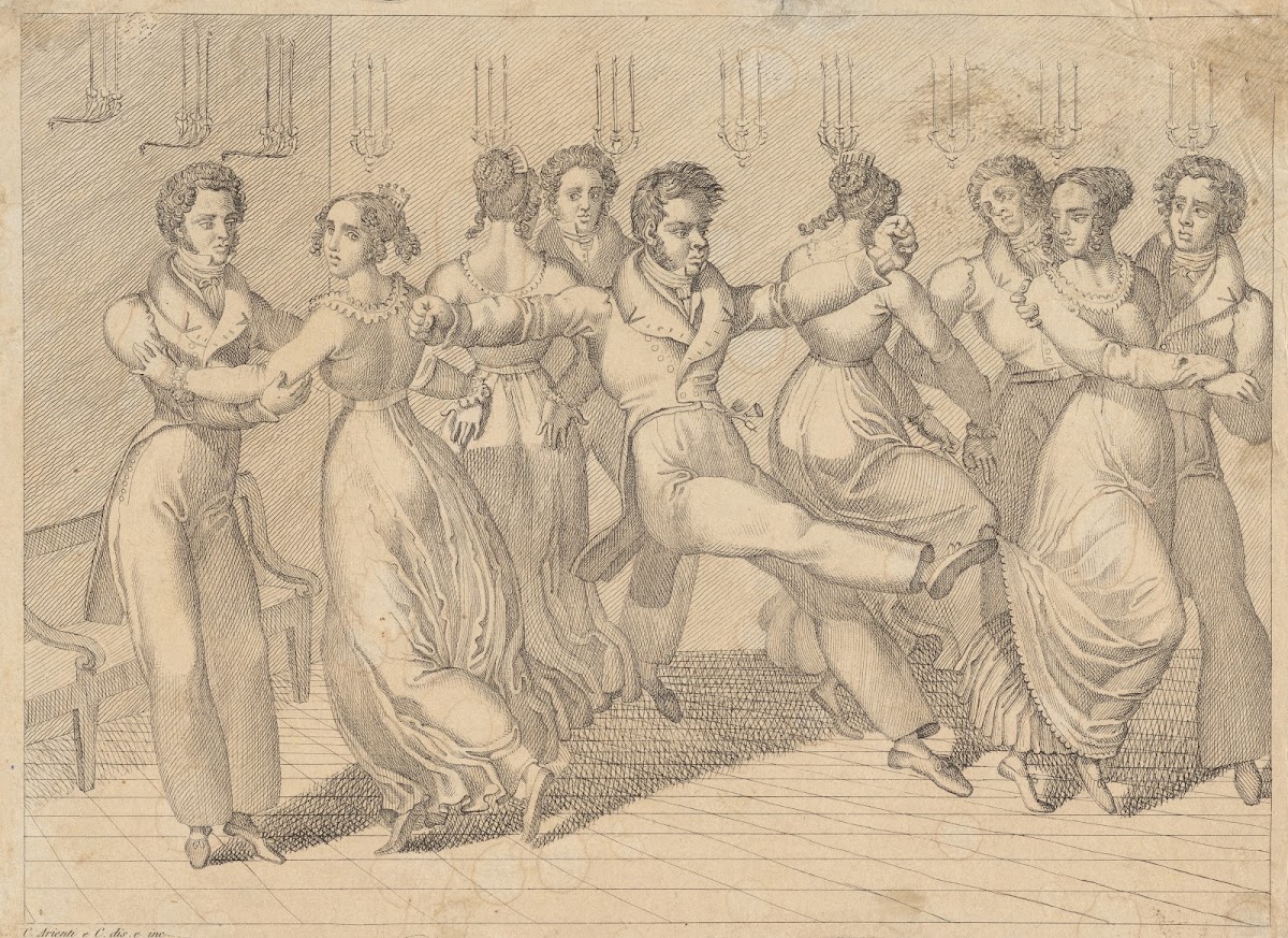 Couples dancing in an interior