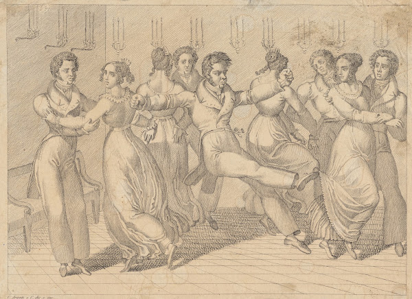 Couples dancing in an interior