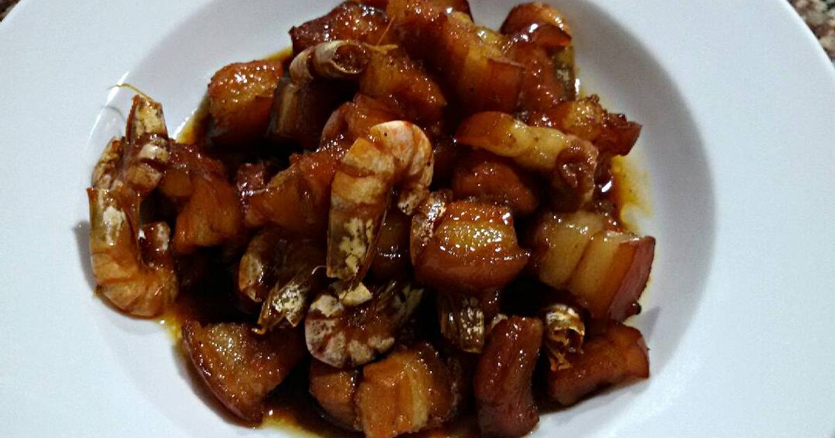 Tôm đất rang với thịt ba chỉ