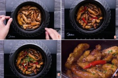 Cho trứng cá vào và đun liu riu trên lửa nhỏ để nước mắm đặc lại. Thêm vài trái ớt hiểm, tiêu tùy sở thích. Khi nước gần cạn thì rắc thêm hành lá cắt nhỏ rồi tắt bếp.