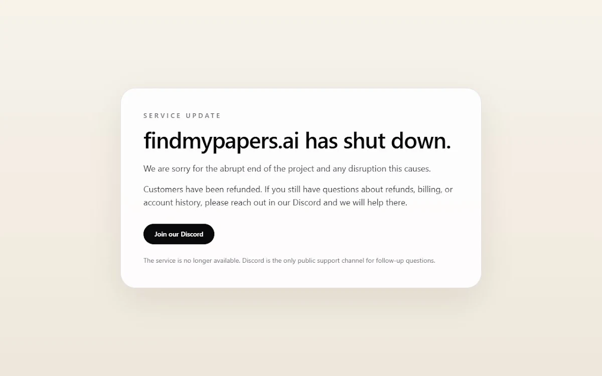 Captura de Find My Papers
