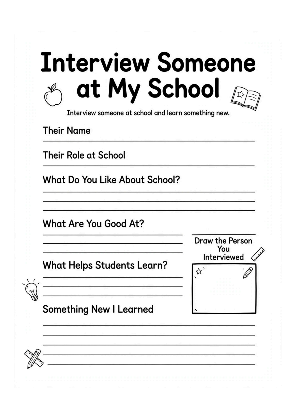 Interview Someone at My School Worksheet