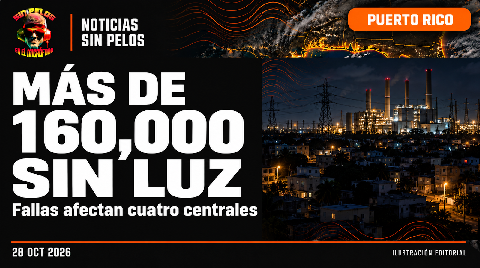 Fallas en cuatro centrales dejan a más de 160,000 clientes sin luz en Puerto Rico