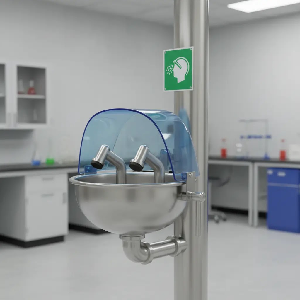 Spesifikasi emergency eye wash stainless steel standar ANSI