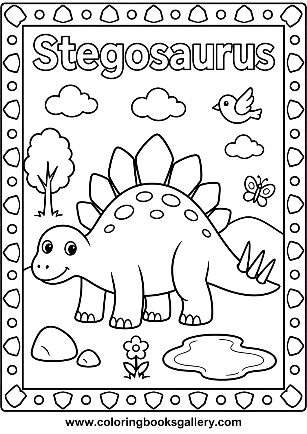 Simple Stegosaurus Printable Coloring Page – Fun for Kids and Adults – free coloring page for kids