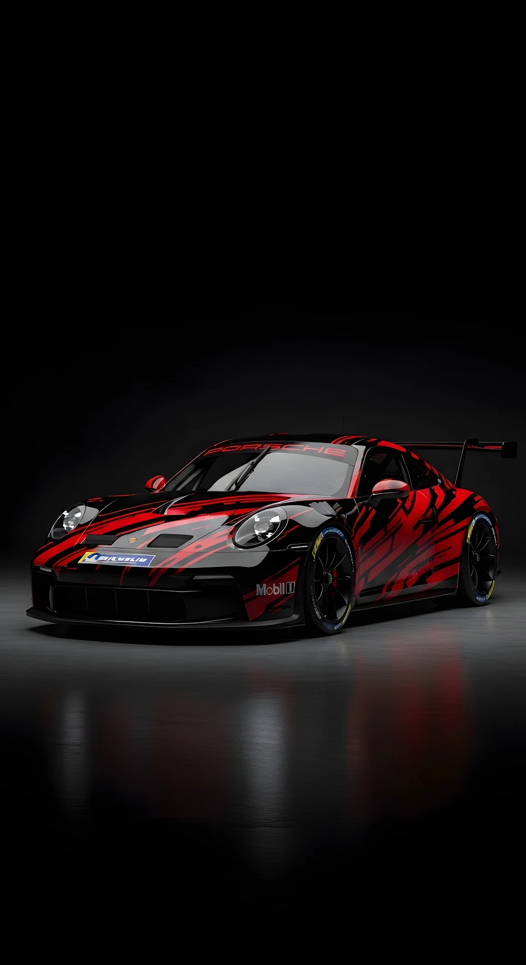Porsche 911 GT3 Race Car with Red Abstract Livery - Free 4K mobile Wallpaper