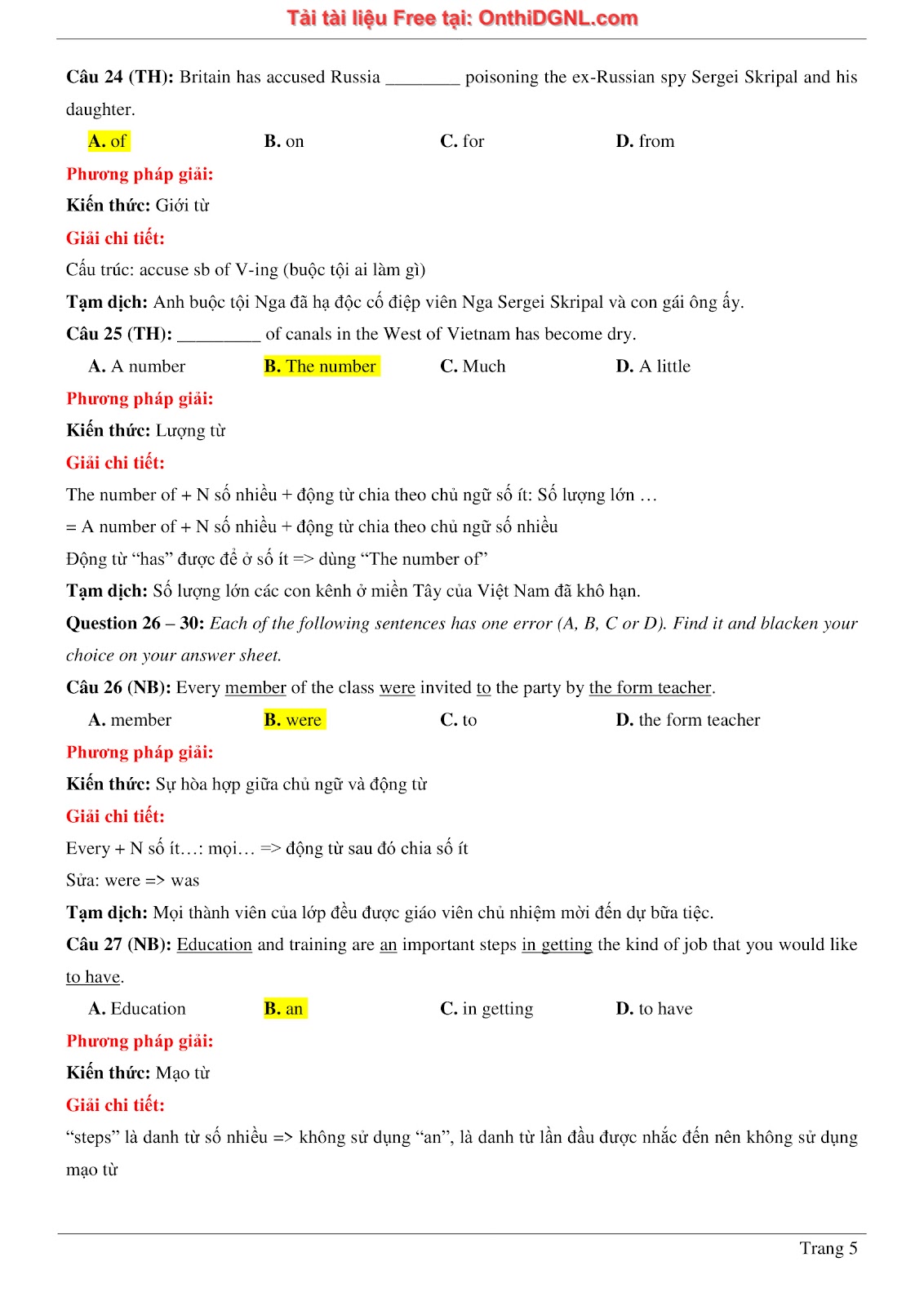 800 bài tập môn Tiếng Anh - Ôn thi ĐGNL ĐHQG TP HCM Phần 9