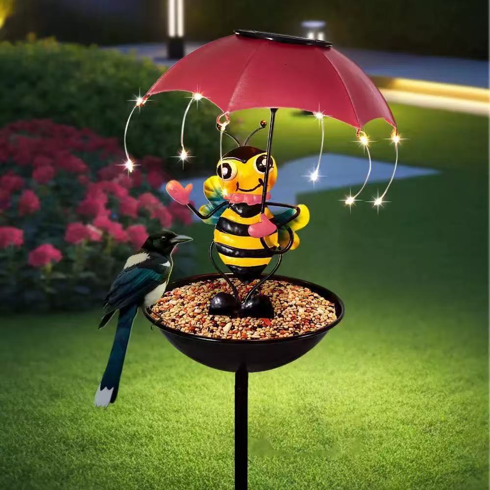 Decorative Animal Birdbath with Solar Light