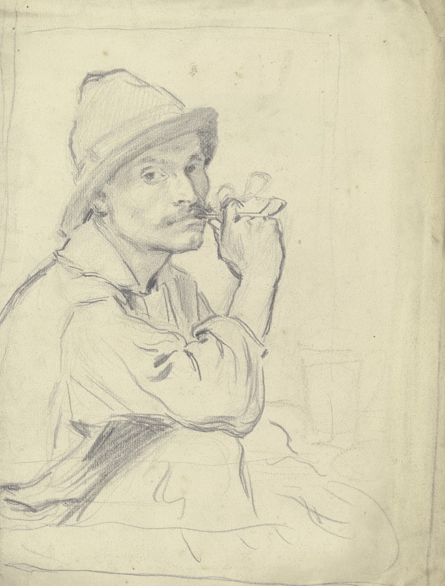 Italienischer Fischer im Dreiviertelprofil nach rechts ca 1887