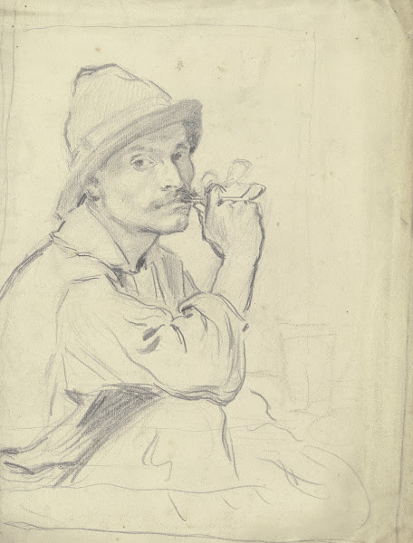 Italienischer Fischer im Dreiviertelprofil nach rechts ca 1887