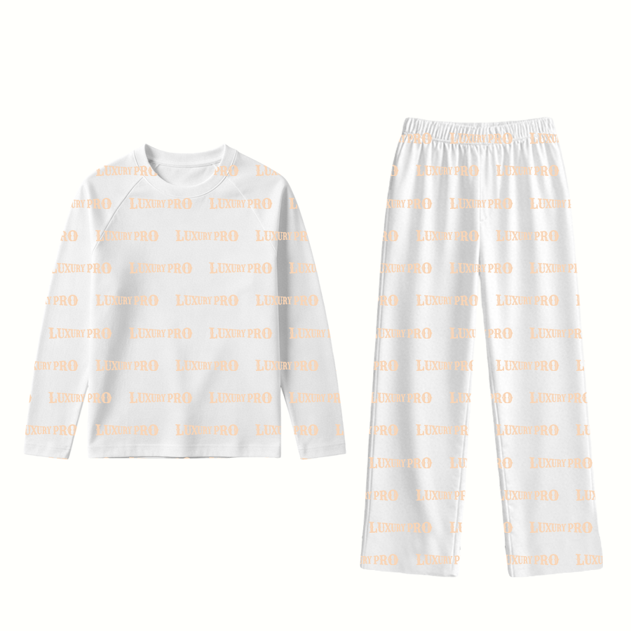 AOP Raglan sleeve long sleeved top + straight leg pajama pants (milk silk fabric)